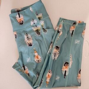 Iron Yokai High Waisted Scrunch Capri Legging, Cute Unique Boba Tea Print, XL